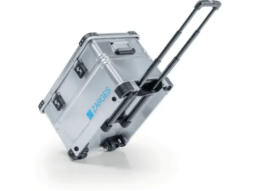 Transportkist Aluminium 60l 385x 600x 400mm 2wielen 3-delige Trekgreep