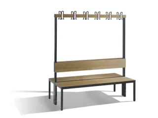 omkleedbank,HxLxD 1710x1500x760mm,HPL eiken-sereno,frame staal RAL7021 - 1