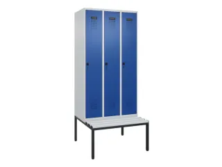 locker met bank,voor scheiding van kleding,HxBxD 2120x900x815mm,3vak - 2