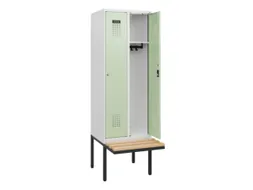 locker met bank,HxBxD 1950x600x815mm,2vak,vak B 300mm,cilinderslot