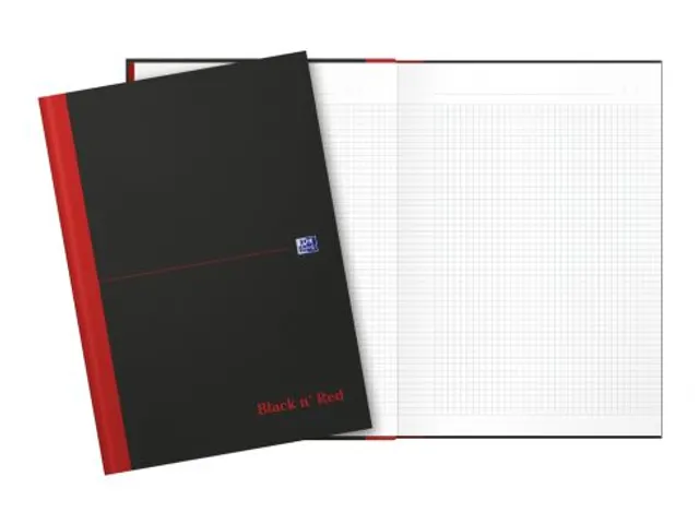 Notitieboek Oxford Black n' Red A4 96vel ruit 5mm zwart