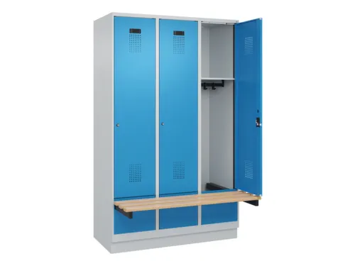 locker met bank,HxBxD 1950x1200x815mm,3vak,vak B 400mm,cilinderslot