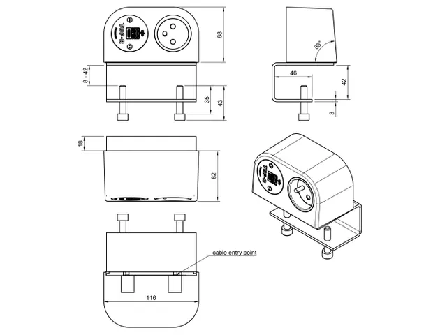 Desktop stekkerdoos Power Phase 1x penaarde + USB A en C 25W Zwart