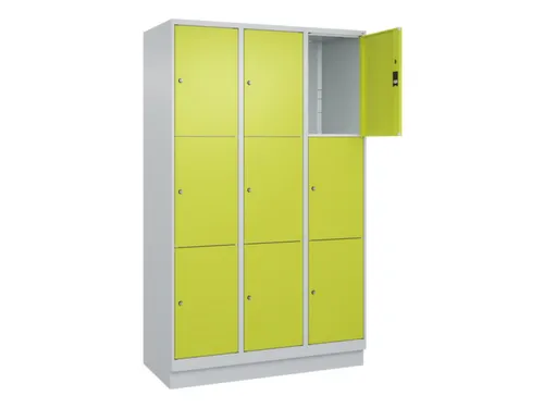 lockerkast,HxBxD 1950x1200x500mm,3x3vakken,vak B 400mm,cil.-slot