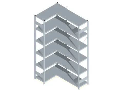 Hoekstelling Hxbxd 2500x1060/1415x435mm Veldlast 900kg 2x6legborden