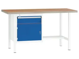 Werkbank 840x1500x700mm 1lade 150mm 1kastvak 350mm 1/2legbord Ral7035