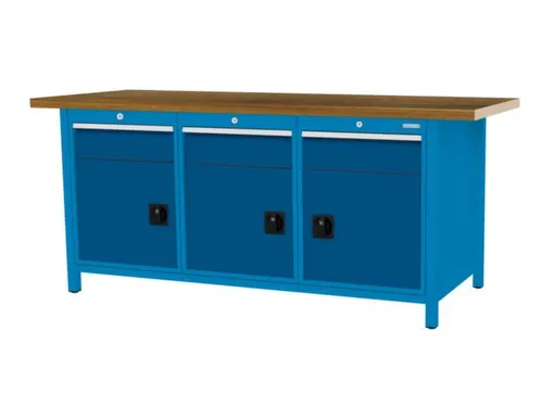 werkbank,HxBxD 860x2000x750mm,onderstel RAL5012,fronten RAL5010