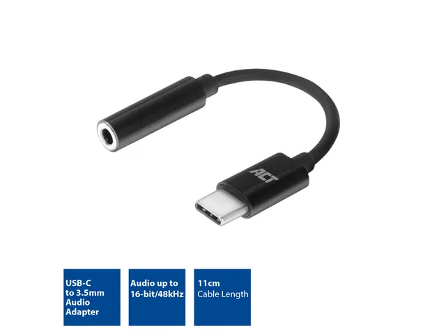 Adapter ACT USB-C naar 3.5mm audio jack 0.1 meter