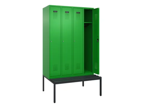locker met bank,HxBxD 2120x1200x815mm,4vak,vak B 300mm,cilinderslot