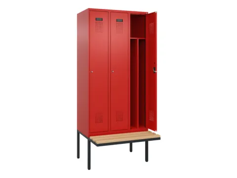 locker met bank,HxBxD 2120x900x815mm,3vak,vak B 300mm,cilinderslot
