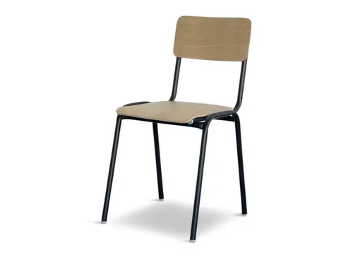 Bezoekersstoel,4Voeten Ronde Buis Zwart,Zitting/Rug Natuur