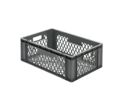 Euronorm-stapelbak 40l 210x600x400mm Wanden/bodem Opengewerkt Grijs