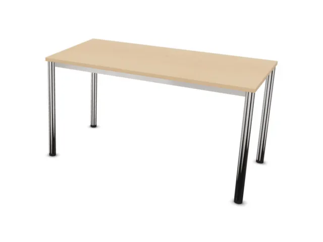 Vergadertafel Hxbxd 74x140x70cm 4-poots Verchroomd Ne-esdoorn