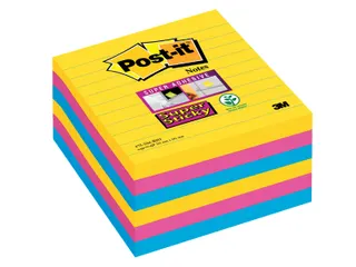 Memoblok Post-it 675-SSRO Super Sticky 101x101mm lijn Rio Assorti - 1