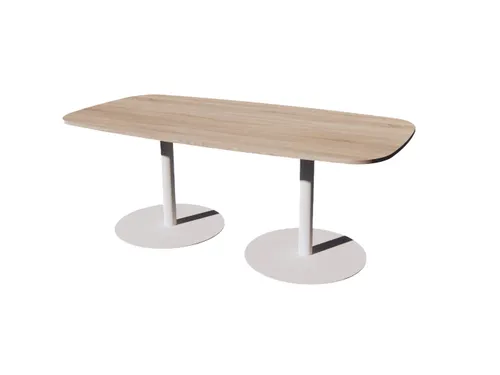 Linesto vergadertafel 200x100 deens ovaal robson eiken 25mm wit