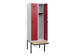 locker met bank,HxBxD 1950x600x815mm,2vak,vak B 300mm,draaigrendel