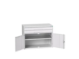 ladekast HxBxD 800x1050x550mm 2laden 2deuren RAL7035 front RAL7035 - 1