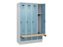locker met bank,HxBxD 1950x1200x815mm,4vak,vak B 300mm,draaigrendel