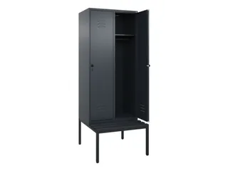 locker met bank,HxBxD 2120x800x815mm,2vak,vak B 400mm,draaigrendel - 2