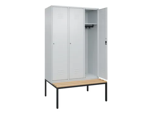 locker met bank,HxBxD 2120x1200x815mm,3vak,vak B 400mm,cil.-slot