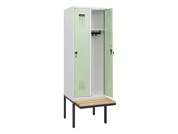 locker met bank,HxBxD 1950x600x815mm,2vak,vak B 300mm,draaigrendel