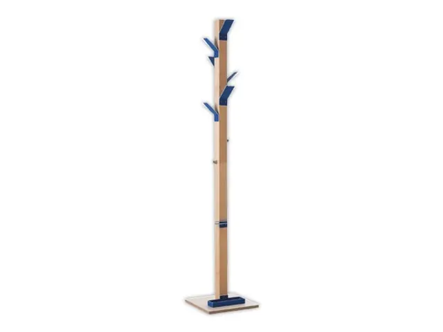 Staande kapstok 6jas-/2tashaken met parapluhouder naturel/blauw