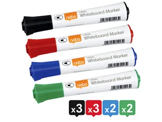 Whiteboardmarker Nobo Glide rond assorti 2mm 10st - 2