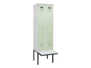 locker met bank,voor scheiding van kleding,HxBxD 2120x600x815mm,2vak - 2
