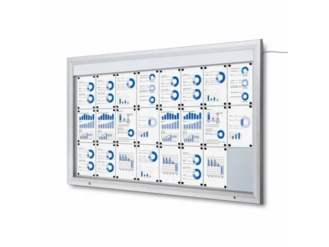 Outdoor mededelingenbord 24x A4 met logopaneel LED verlicht