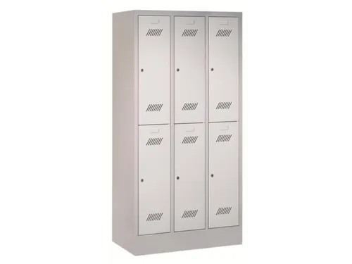 Garderobekast 1850x930x500mm 3x2 Vakken Cilinderslot Sokkel Ral7035