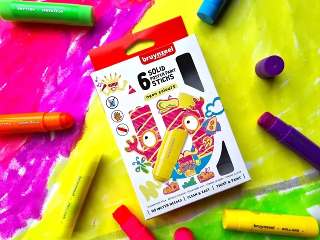 Bâton gouache Bruynzeel Kids set 6 couleurs néon
