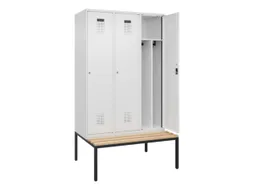 locker met bank,voor scheiding van kleding,HxBxD 2120x1200x815mm,3vak