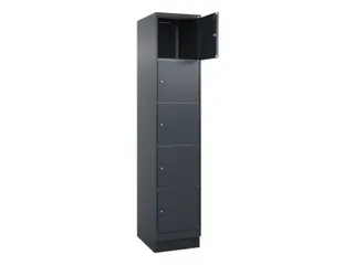 lockerkast,HxBxD 1950x400x500mm,1x5vakken,vak B 400mm,cil.-slot,sokkel - 1