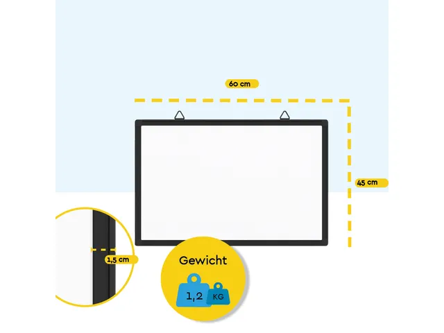 BRASQ Magnetisch Whiteboard 60x45cm Zwart met accessoire set