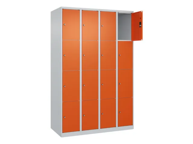 lockerkast,HxBxD 1850x1200x500mm,4x4vakken,vak B 300mm,cil.-slot