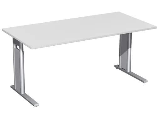 Bureau C-Poot HxBxD 680-800x1600x800mm Decor Lichtgrijs Zilverkleurig