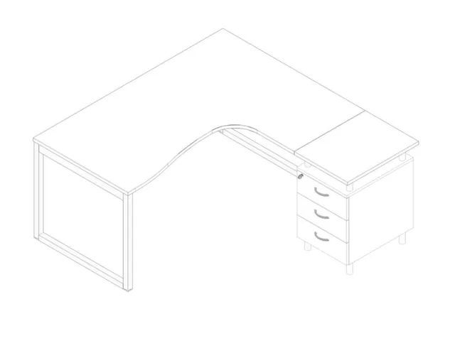 Bureauset Bureau Staand Ladeblok Rechts 730x1600x1650mm Wit