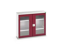 vitrinekast 900x1050x350mm 2xStalen bodem romp RAL7035 front RAL3004