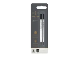 Rollerpenvulling Parker Quink medium zwart blister à 2 stuks