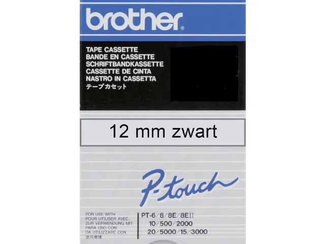Labeltape Brother P-touch TC-101 standaard 12mm zwart op transparant