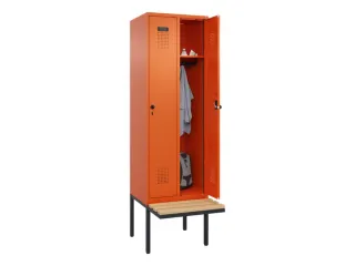 locker met bank,HxBxD 2120x600x815mm,2vak,vak B 300mm,draaigrendel - 1