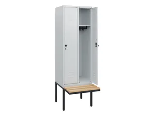 locker met bank,HxBxD 1950x600x815mm,2vak,vak B 300mm,draaigrendel - 2