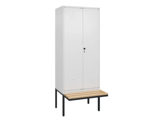 PBM-locker met bank,HxBxD 2120x800x815mm,2vak,vak B 400mm,draaigrendel
