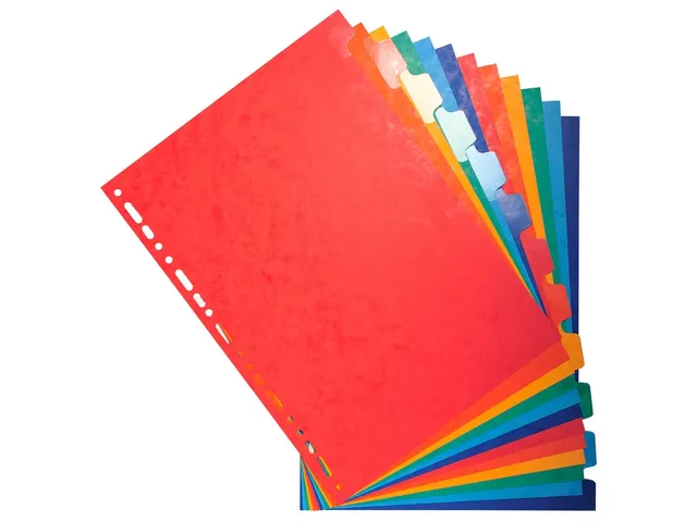 Tabbladen glanskarton 225g met versterkte tabs 12-delig A4 Assorti