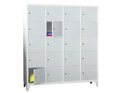lockerkast,HxBxD 1850x1600x500mm,4x5vakken,RAL7035,front RAL7035