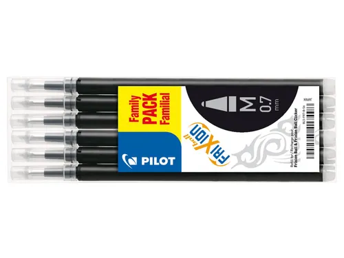 Rollerpenvulling Pilot Frixion 0.7mm Zwart Medium 6 stuks