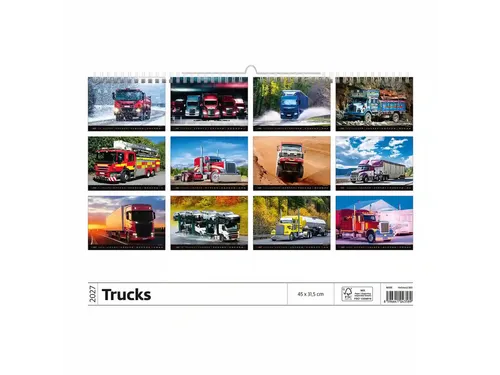 Kalender 2027 Helma 365 31.5x45cm vrachtwagen