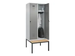 locker met bank,HxBxD 2120x800x815mm,2vak,vak B 400mm,draaigrendel