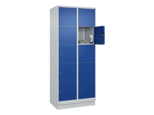 lockerkast,HxBxD 1950x800x500mm,2x5vakken,vak B 400mm,cil.-slot,sokkel