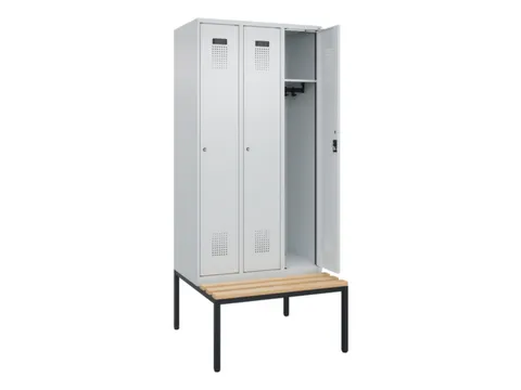locker met bank,HxBxD 2120x900x815mm,3vak,vak B 300mm,cilinderslot